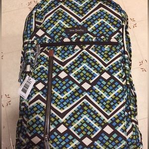 Vera Bradley Geometric Blue and Green Backpack